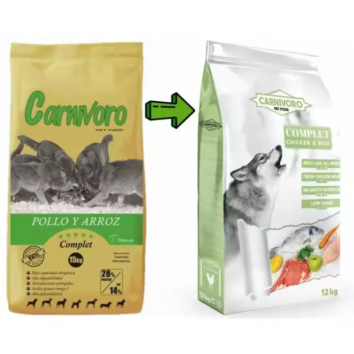 Carnívoro Complet Pollo Y Arroz 12 Kg Comida Para Perros - 1