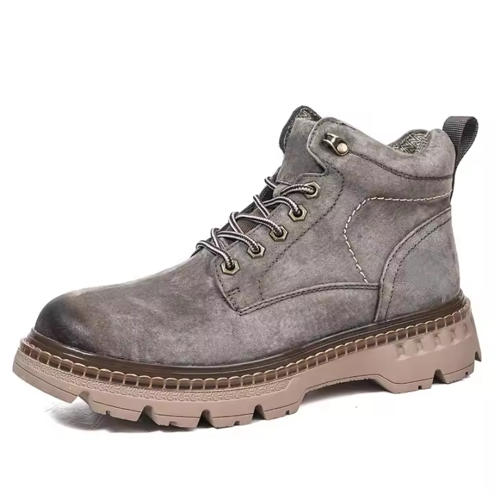 Botas De Cuero De Alta Calidad Para Hombre Botines De Tobillo Casual Zapatillas De Trabajo Al Aire Libre Botas De Motocicleta De Estilo Callejero De Alta Top - 1