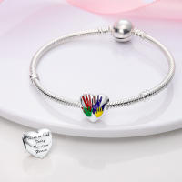 Beadas De Corazón Colorido En Plata Para Joyería De Pulsera Y Collar Con Encanto Para Chicos Y Chicas Accesorios De Moda Irregular - details 0