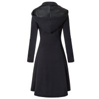 Chaqueta Trench Gothica Larga Y Ajustada Con Cuello Asimétrico Y Botones Elegante Y2k Streetwear Para Mujer Vintage - details 13