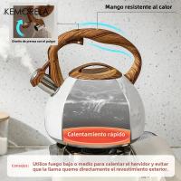 KEMORELA Kettle De Acero Inoxidable 3L Con Manija De Madera Resistente Al Calor Con Sonido De Golpe Calefacción Para Cocina Inducción Y Gas - details 2