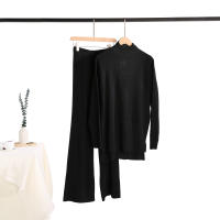 Conjunto De Ropa De Invierno Para Mujer REALEFT 2 Piezas Suéter De Cuello Medio Y Pantalones De Pista Tejidos De Alta Estiramiento Estilo Oficina Lady - details 5
