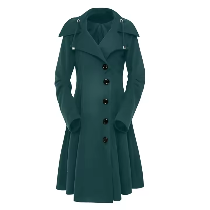 Chaqueta Trench Gothica Larga Y Ajustada Con Cuello Asimétrico Y Botones Elegante Y2k Streetwear Para Mujer Vintage - 1
