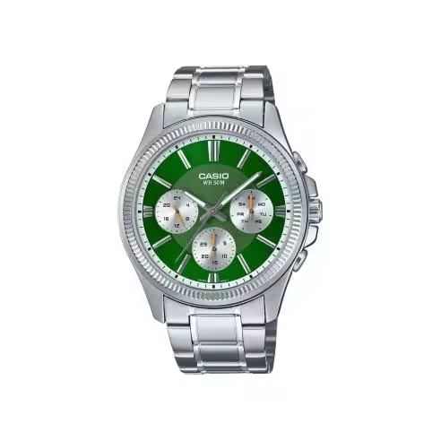 Reloj deportivo hombre Casio Enticer MTP-1375D-3A dial negro correa de acero resistente al agua 50m - 1
