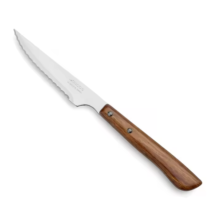 Arcos Cuchillos de Mesa - Hoja de Acero Inoxidable Nitrum 105 mm - Cuchillo Chuletero Versátil - Mango Ergonómico de Nylon - Ideal para Carnes y Comidas diarias - 1