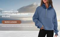 Nueva Sudadera De Mujer Con Capucha Cuello Erguido Otoño Invierno Color Sólido Fleece Manga Larga Bolsillos Cierre Media Pullover Suave - details 87