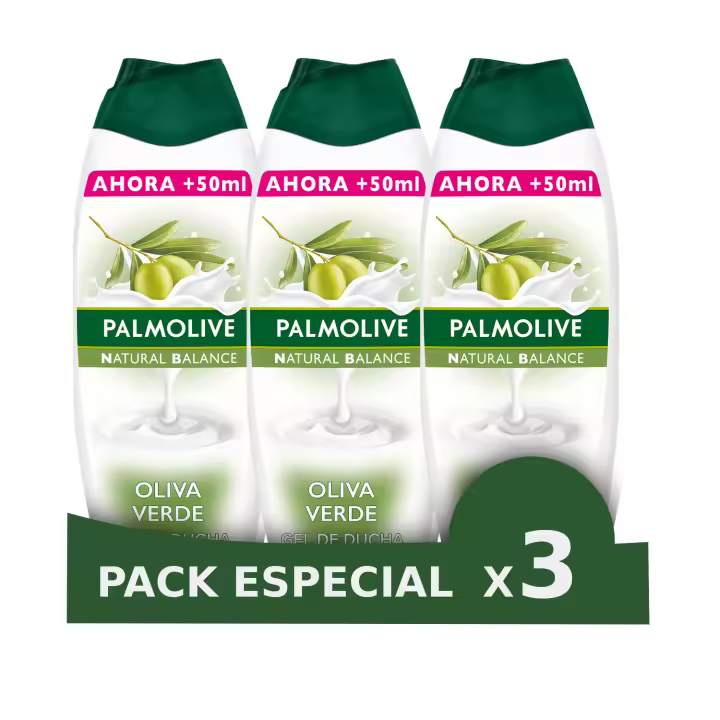 Palmolive Pack x3 Gel de ducha o baño Natural Balance Oliva Verde Nutritivo (600ml) - 1