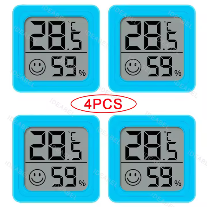 4pcs Termómetro Higrómetro Digital Mini Monitoreo Electrónico LCD Para Interior Y Exterior Uso Doméstico Para Bebés - 1