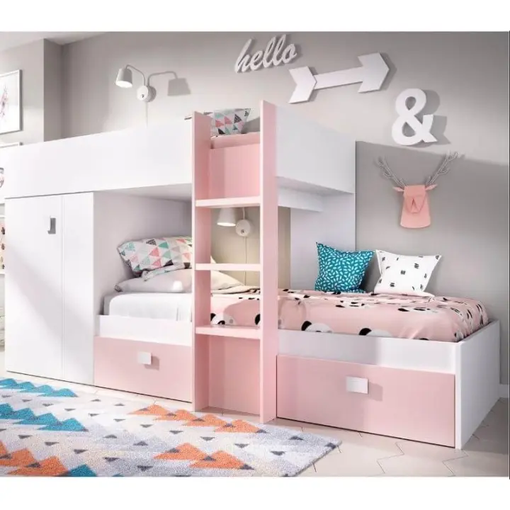 MOBELCENTER - Cama tren Groe Blanco Rosa - 1