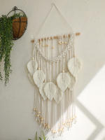 Tapiz Boho Hoja Macramé Tejido En Hilo Decoración De Pared Para Hogar Y Dormitorio Con Cordones De Madera Aesthetic Regalo - details 4