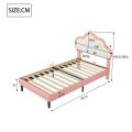 Cama Individual Tapizada 90x200 cm con LED y Cabecero Ajustable, PU Rosa - details 0