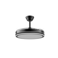 Ventilador de techo con luz led 60W modelo GLACIAR NIGHT con aspas retráctiles negro. Motor DC silencioso y CCT. Control remoto por mando o WIFI con APP. Luz regulable en color e intensidad. Memoria, modo brisa, modo noche y función invierno/verano - details 1
