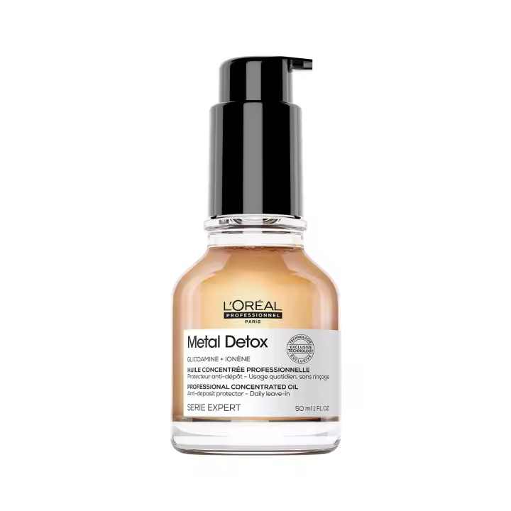 L'Oréal Professionnel Paris Aceite Concentrado Metal Detox 50 Ml. El cabello está más fuerte. El cabello está 2 veces más brillante y el color tiene un aspecto más intenso. Para todas las texturas de cabello, cabello teñido, dañado, decolorado y natural. - 1
