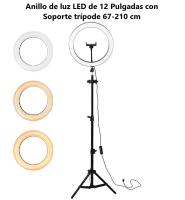 FGNS Trípode Soporte con Clip para móvil, Trípode de 2.1m y/o aro de luz led de 3 colores de 30cm/12'' regulable ara selfie, fotografía, maquillaje, streaming Youtube, Tik Tok - details 0
