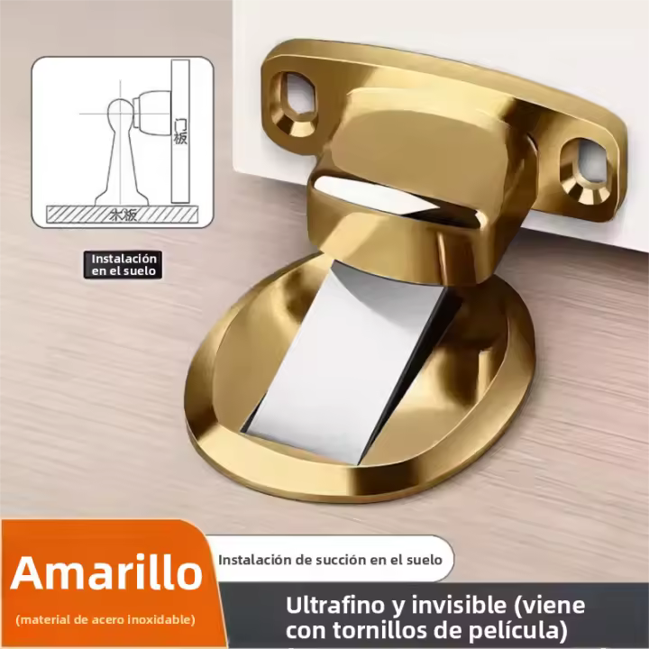 Parador De Puerta Invisible Autoadhesivo Magnético Sin Perforar Aspiración Anticolisión Soporte De Puerta - 1