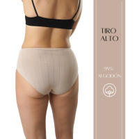 FEVI | Pack de 3 Braguitas Bikini Tiro Alto | 95% Algodón | Suaves y Transpirables | en 1 o 3 Colores: Negro, Beige, Blanco - details 1