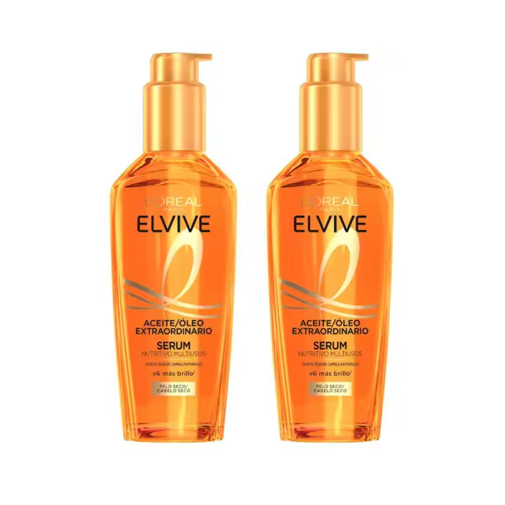 L'Oréal Paris | Elvive Aceite Extraordinario Serum Nutritivo Multiusos con Aceite de Camellia y Marula Para Pelo Muy Seco 2x100ml - 1