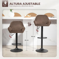 HOMCOM Juego de 2 Taburetes de Bar Giratorios, Taburetes Altos de Cocina con Altura Ajustable 87-107 cm, Sillas Altas de Cocina, Tapizada en Terciopelo, Respaldo y Reposapiés - details 3