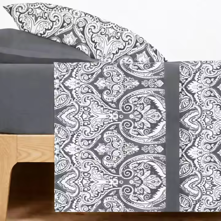 CARPE DIEM Sabanas Invierno térmicas de Coralina Estampadas, Doble Cara Térmica Mod. PAISLEY Gris para Cama 90,105,135,150 y 180 .Gramaje 200 gr/m extra suave - 1