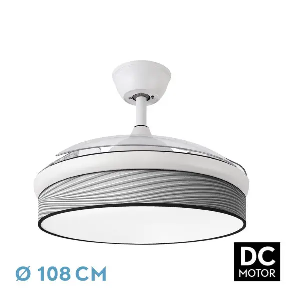 Ventilador DC moda 72w blanco/grieta gris 108d 3 aspas 7200lm 3000k,4000k,6000k control remoto+memoria+temporizador - 1