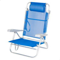 Aktive Silla de playa plegable y reclinable 8 posiciones rayas azul c/cojín y asas mano - details 3