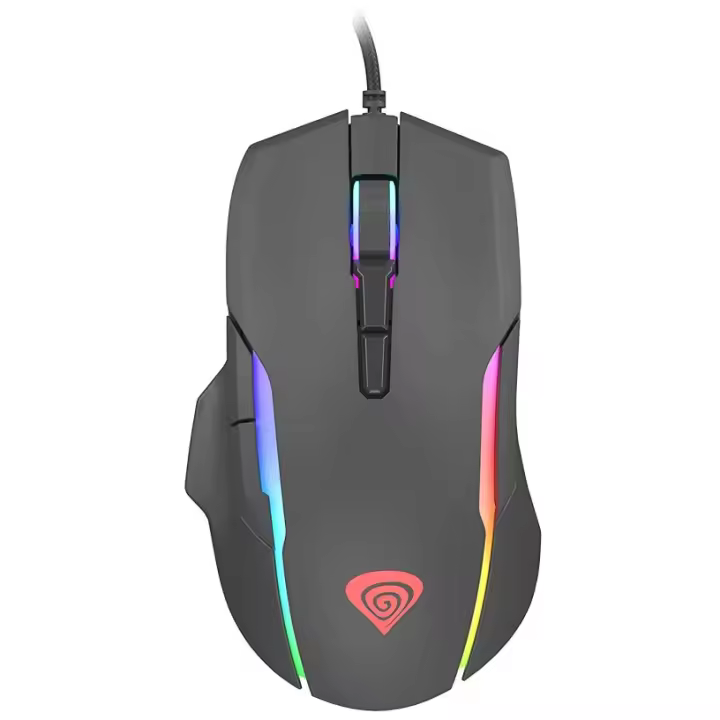 Genesis Xenon 220 RGB Gaming Mouse 6400 DPI Black, ergonomic design, silent buttons, customizable RGB lighting, 7 programmable buttons, USB interface, suitable for Windows and Linux, ideal for gamers seeking precision and comfort. - 1