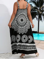 Vestido Bohemio De Verano Para Mujer plus Talla Con Suspensión Espalda Descubierta Estilo Casual Material Poliéster Suave - details 4