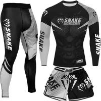 Conjunto De 3 Piezas De Lucha Bruta Jiu Jitsu MMA Camiseta + Pantalones Muay Thai Boxeo Shorts Deportivos Para Entrenamiento - details 12
