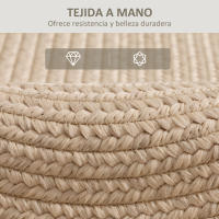 HOMCOM Alfombra Salón Ovalado 170x120 cm Alfombra Lavable en Lavadora Tejido a Mano Estilo Rústico Tapete para Sala de Estar Dormitorio Comedor Exterior Beige - details 4