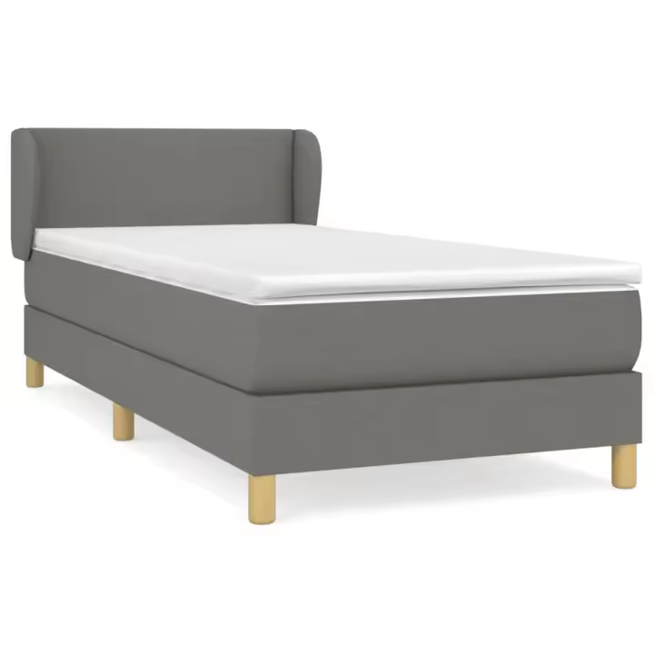 vidaXL Cama box spring con colchón tela gris oscuro 90x200 cm - 1