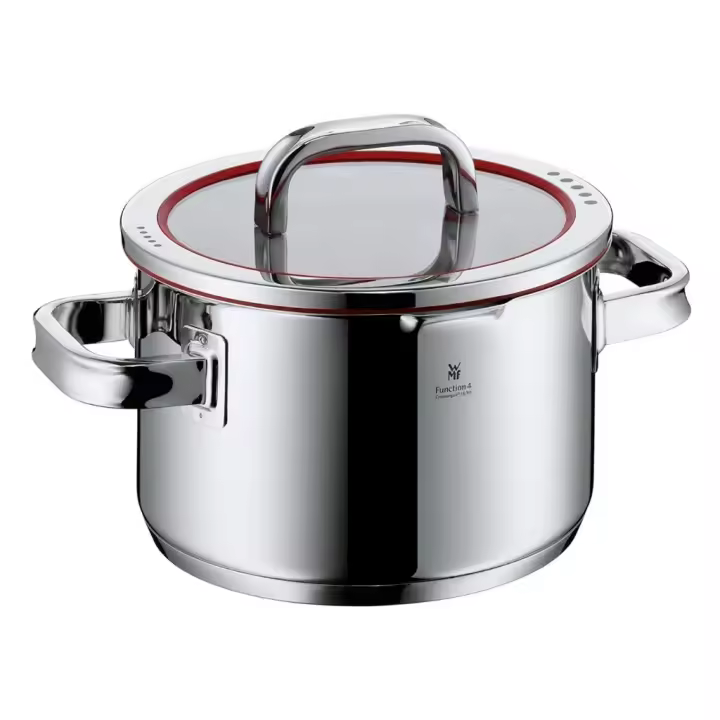 Cacerola alta 20cm Function 4 de WMF de acero inoxidable Cromargan® con Base TransTherm®, incluye Tapa de Cristal con 4 Funciones - 1