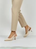Calzados soraia, Zapatos de Salón Destalonados Minimalistas de Punta Fina para Mujer con Tacón Bajo (Kitten Heel), Correa Trasera Ajustable y Acabado Suave - Elegantes para Oficina y Fiesta - details 10