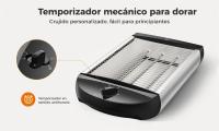 Tostadora eléctrica de 900W con calentamiento rápido, 4 ranuras, bandeja recogemigas de acero inoxidable, para cocina y hogar, tostar 4 panes una vez, temporizador mecánico variable, control de dorado, función stop, temporizador en sentido antihorario - details 2