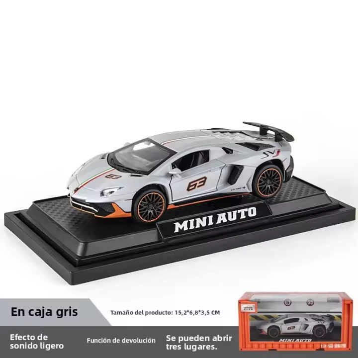 Coche De Deporte LAMBOR AVENTADOR SVJ LP780-4 a Escala 1:32 Con Sonido Y Luces Regalo Ideal Para Cumpleaños Para Niños Material Metálico Batería De Botón - 1