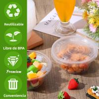 Juego De 50/100 Copas De Plástico Desechables De 300ml 10oz Con Tapa Transparentes Para Alimentos Postres Pasteles Snacks Servicio De Fiesta - details 3