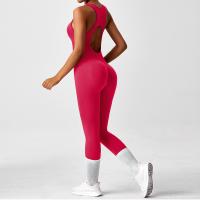 Conjunto De Yoga Para Mujer Moda Color Sólido Cuello Redondo Ajustado Fitness Ropa Deportiva Overoles De Gimnasio Sexy Ropa De Yoga - details 34