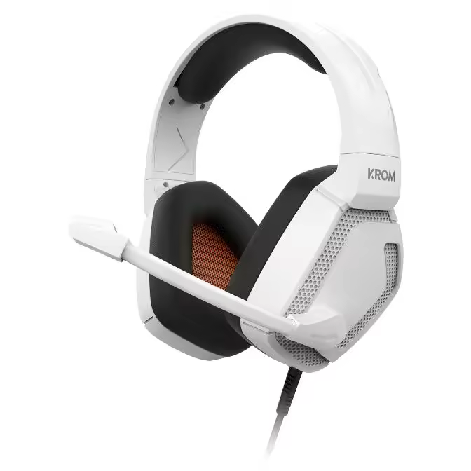 KROM GAMING KOPA PRO - Auricular Stereo 50 mm con Micrófono Flexible Omnidireccional, Diadema Ultraligera, Control Volumen + Mute, Compatibles con PC / PS4 / PS5 / Switch / Smartphone, Blanco - 1