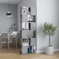 vidaXL Estantería/divisor de espacios madera envejecida 60x24x186 cm en color Madera antigua/Gris hormigón/Negro y más | almacenamiento funcional diseño moderno para baño dormitorio sala - details 1