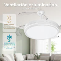 IOTOSTARK Ventilador de Techo con Luz LED Retráctil 106cm, 4 Aspas, Control por APP y Mando a Distancia, Potencia Total 66W, Temporizador, 6 Velocidades, 3 Temperaturas de Luz, Función Verano-Invierno, Silencioso, Negro IOTOSTARK-leduni - details 24