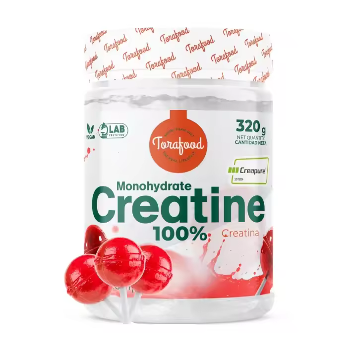 Creatina Creapure Monohidrato 320G Sabor Piruleta - Aumento de Masa Muscular y Resistencia - TORAFOOD - 1