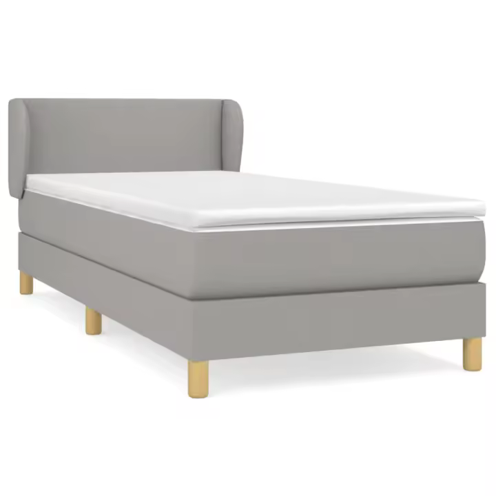 vidaXL Cama box spring con colchón tela gris claro 100x200 cm - 1