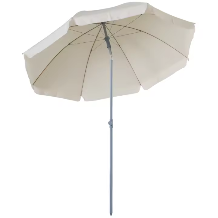Outsunny Sombrilla de Playa Diámetro de Ø202 cm con Techo Inclinable Poste Desmontable y Pincho Inferior para Jardín - 1