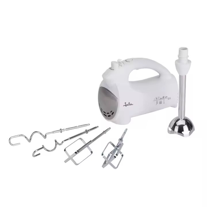 Jata Batidora Mezcladora con 5 Accesorios 2 Espirales para Amasar 2 Varillas para Mezclar y Brazo Batidor 5 Velocidades y Turbo - BT575 - 1