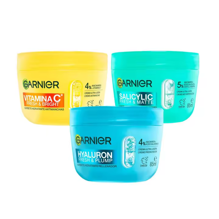 Garnier | Triplo Pure Active Salicylic Fresh & Vitamina C & Hialurón Fresh Matte Sorbete Hidratante Anti imperfecciones 3x85ml - 1