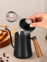 Cafetera Con Tapa Y Termómetro De Acero Inoxidable 304 Escala Clara Mango De Madera Sólida De Alta Calidad Utensilios De Café Hechos a Mano 500ML - details 4