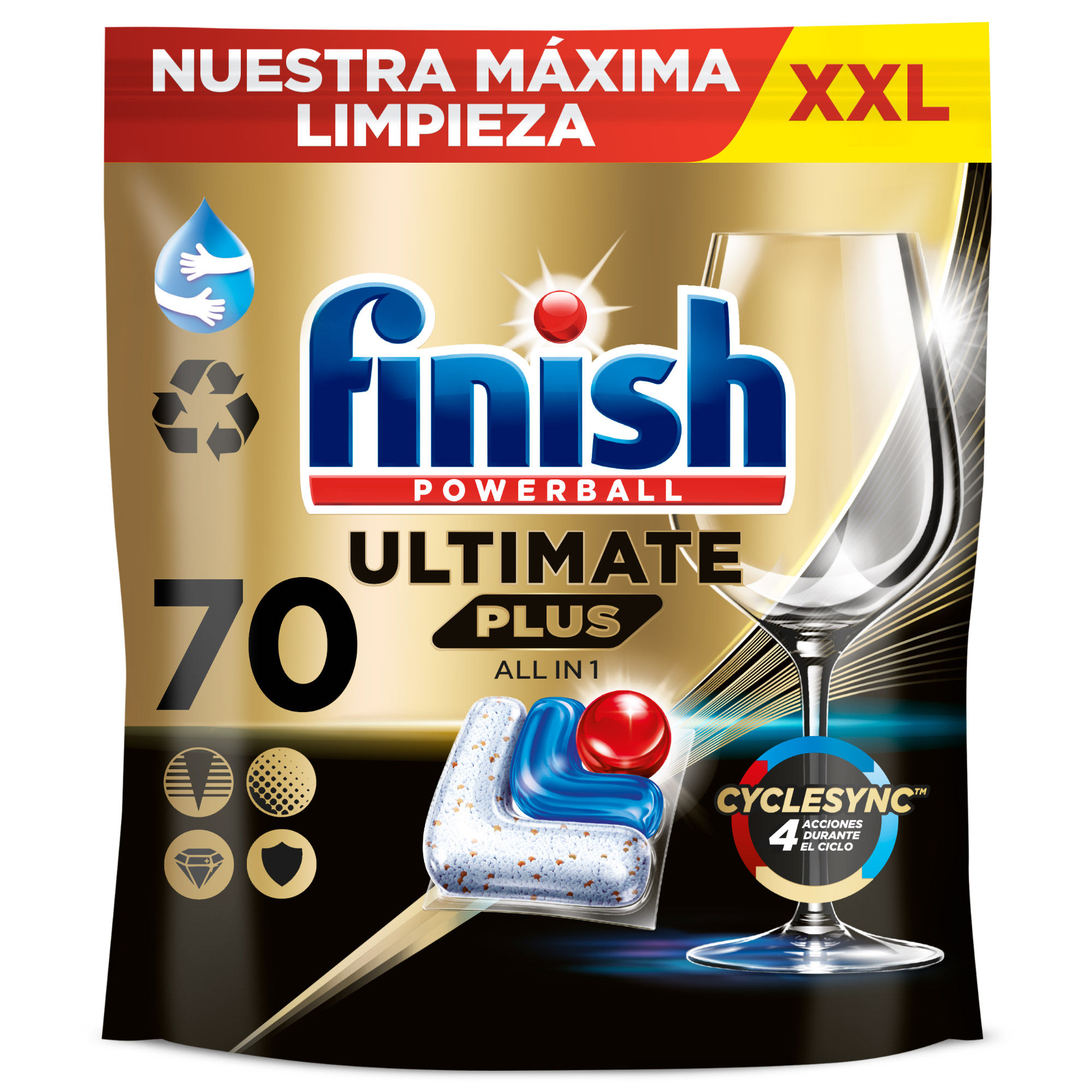 Finish Powerball Ultimate Plus All in 1 70 Pastillas para lavavajillas