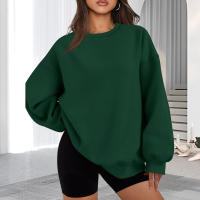 Sudadera De Color Sólido De Talla Grande Sudadera De Manga Larga Casual Cuello Redondo Sin Capucha Para Mujeres Ropa De Talla Grande - details 0