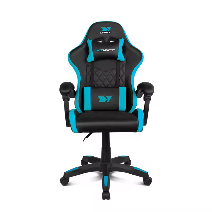 DRIFT GAMING DR35 – Silla Gaming Ergonómica Profesional con Reposabrazos 2D Ajustables, Soporte Lumbar y Cervical, Reclinable 135°, Tapizado en Cuero Sintético, Ruedas Silenciosas, Negra-Azul - 1