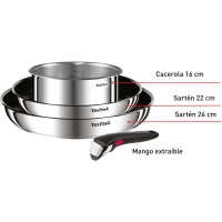 Conjunto de 4 piezas Ingenio Cook Eat Tefal - Sartenes Antiadherentes con Mango Extraíble, Aptas para Horno y Inducción - details 2