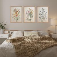 3pcs/set Arte De Pared En Lienzo Bohemio Floral Retro Moderno Minimalista Para Sala De Estar Decoración Del Hogar Estilo Clásico - details 3